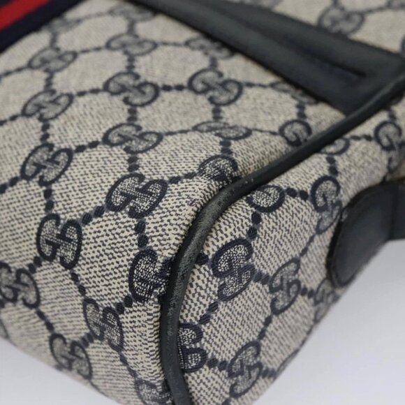 GUCCI GG Supreme Sherry Line Shoulder Bag PVC Leather Navy Red - Picture 4 of 15